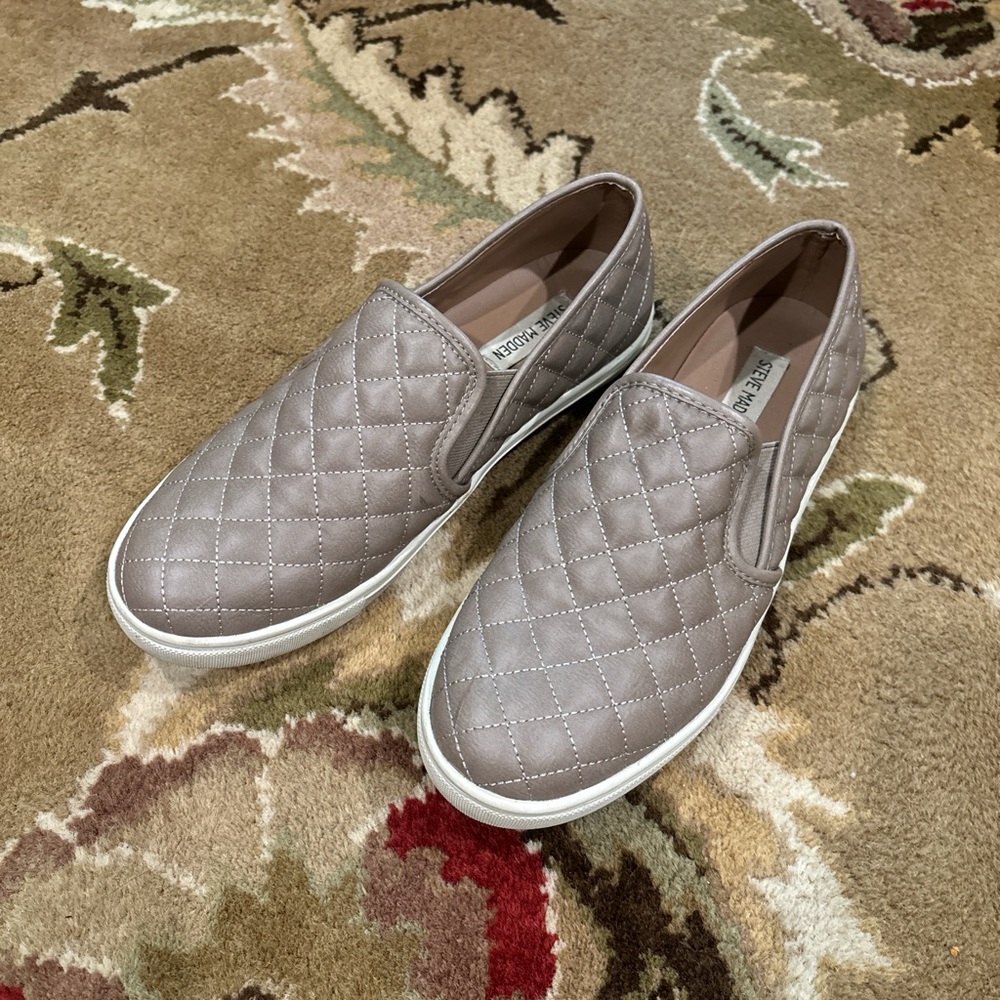 Steve Madden Quilted Slip-On Loafers - Taupe